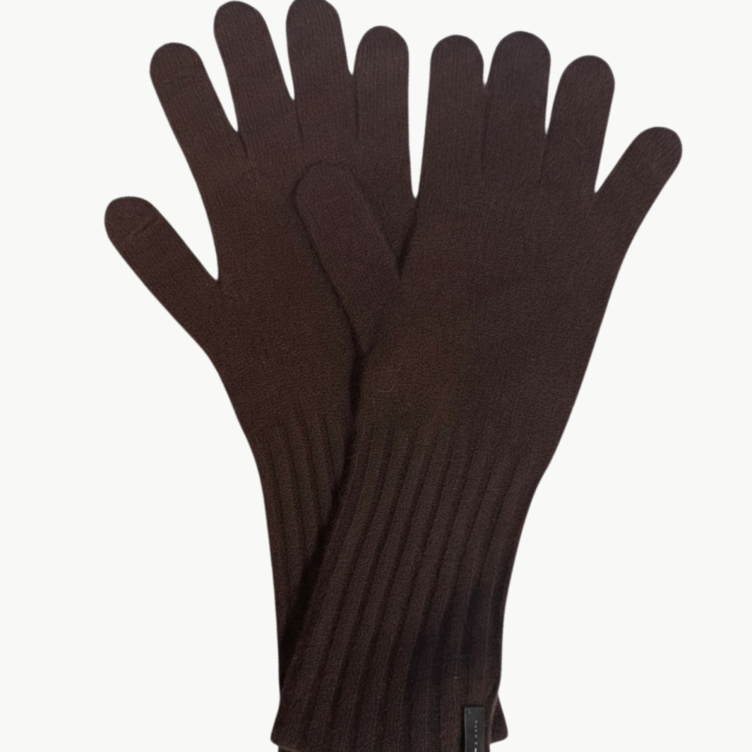 BOILED CASHMERE KNIT GLOVE IN FIG - Romi Boutique