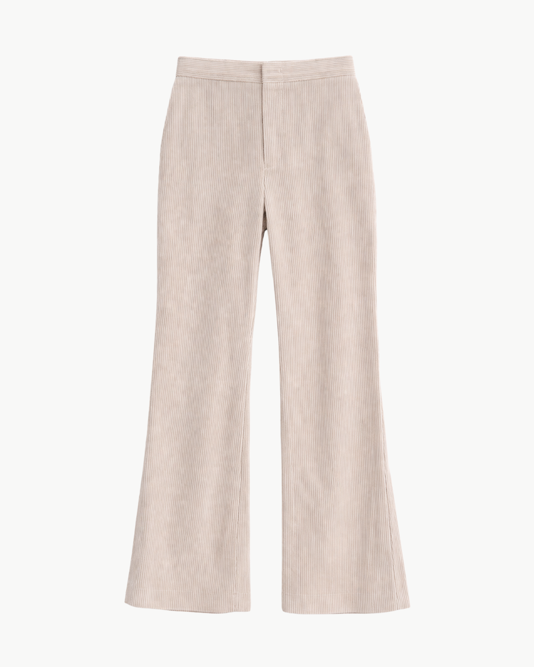 TICKING STRIPE LINEN-COTTON LOW-RISE CROP FLARE TROUSER - Romi Boutique