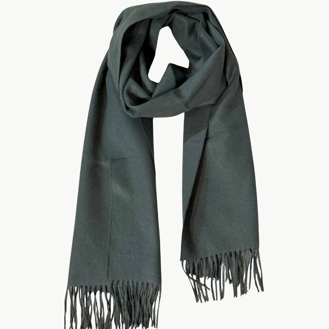 CASHMERE DOUBLE FACE SOLID LONG SCARF IN MALACHITE - Romi Boutique
