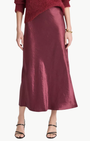 SIDE SLIT SLIP SKIRT IN BORDEAUX - Romi Boutique