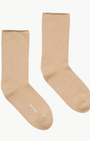 CASHMERE JERSEY SHORT SOCKS IN CAMEL - Romi Boutique