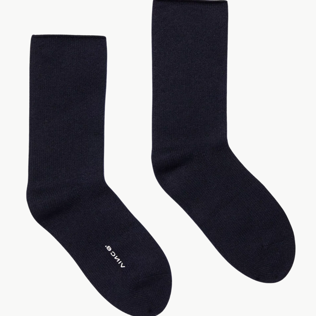 CASHMERE JERSEY SHORT SOCKS IN COASTAL BLUE - Romi Boutique