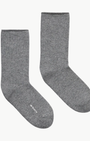CASHMERE JERSEY SHORT SOCKS IN MEDIUM HEATHER GREY - Romi Boutique
