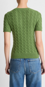 CASHMERE BLEND CABLE KNIT TEE IN CLOVER - Romi Boutique