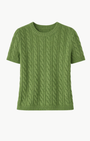 CASHMERE BLEND CABLE KNIT TEE - Romi Boutique