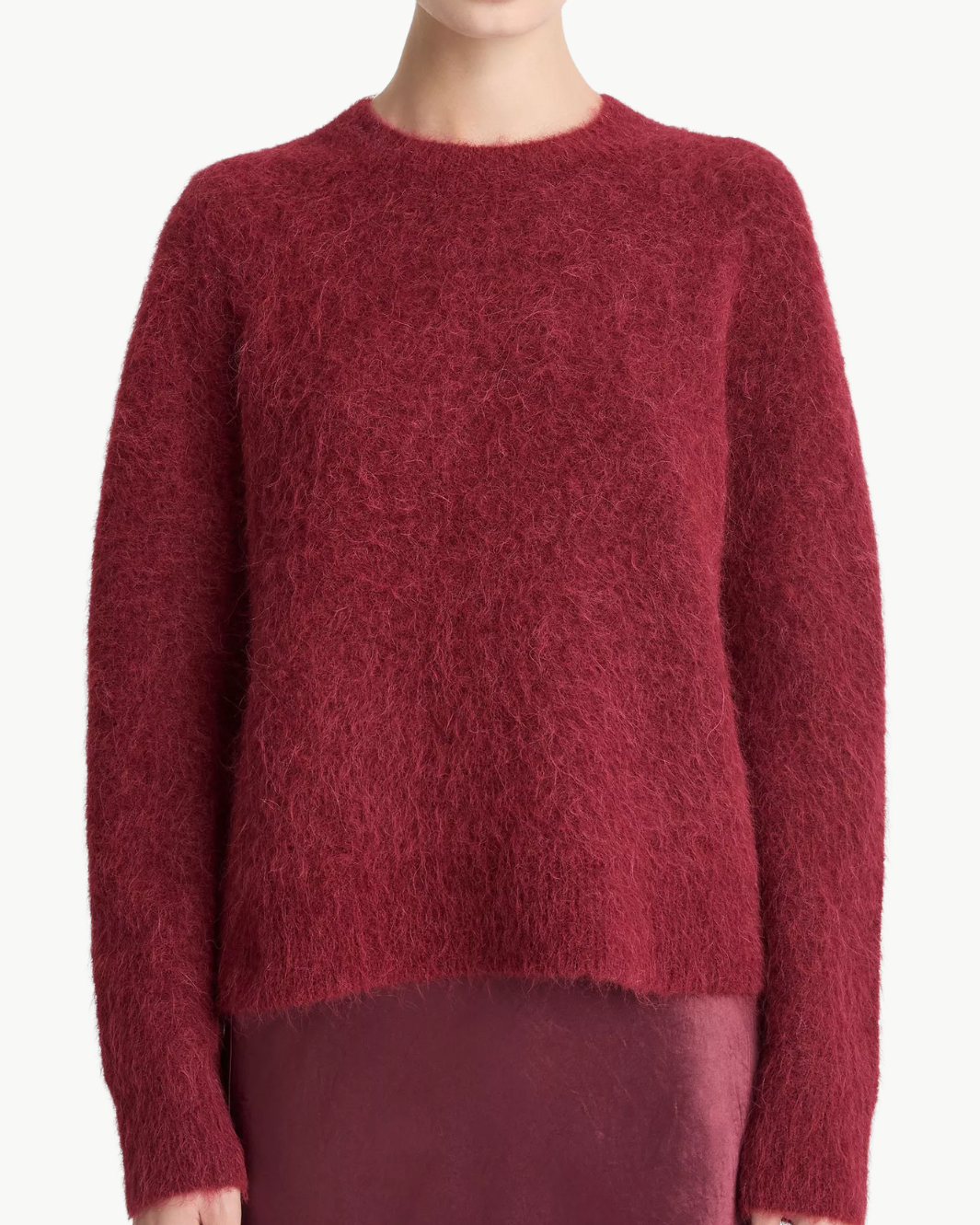 CREW BRUSHED SWEATER IN ROSE WINE - Romi Boutique