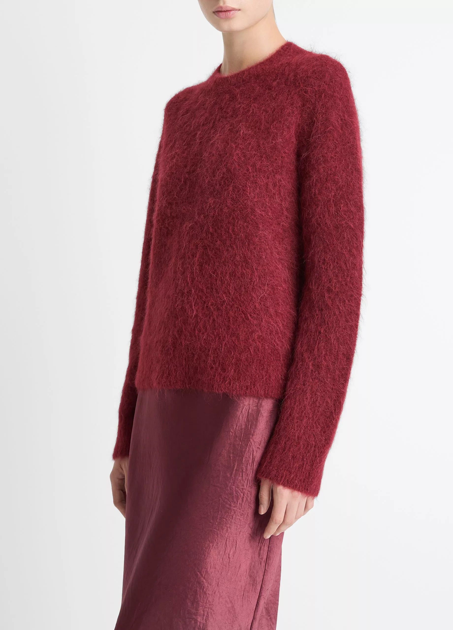 CREW BRUSHED SWEATER IN ROSE WINE - Romi Boutique