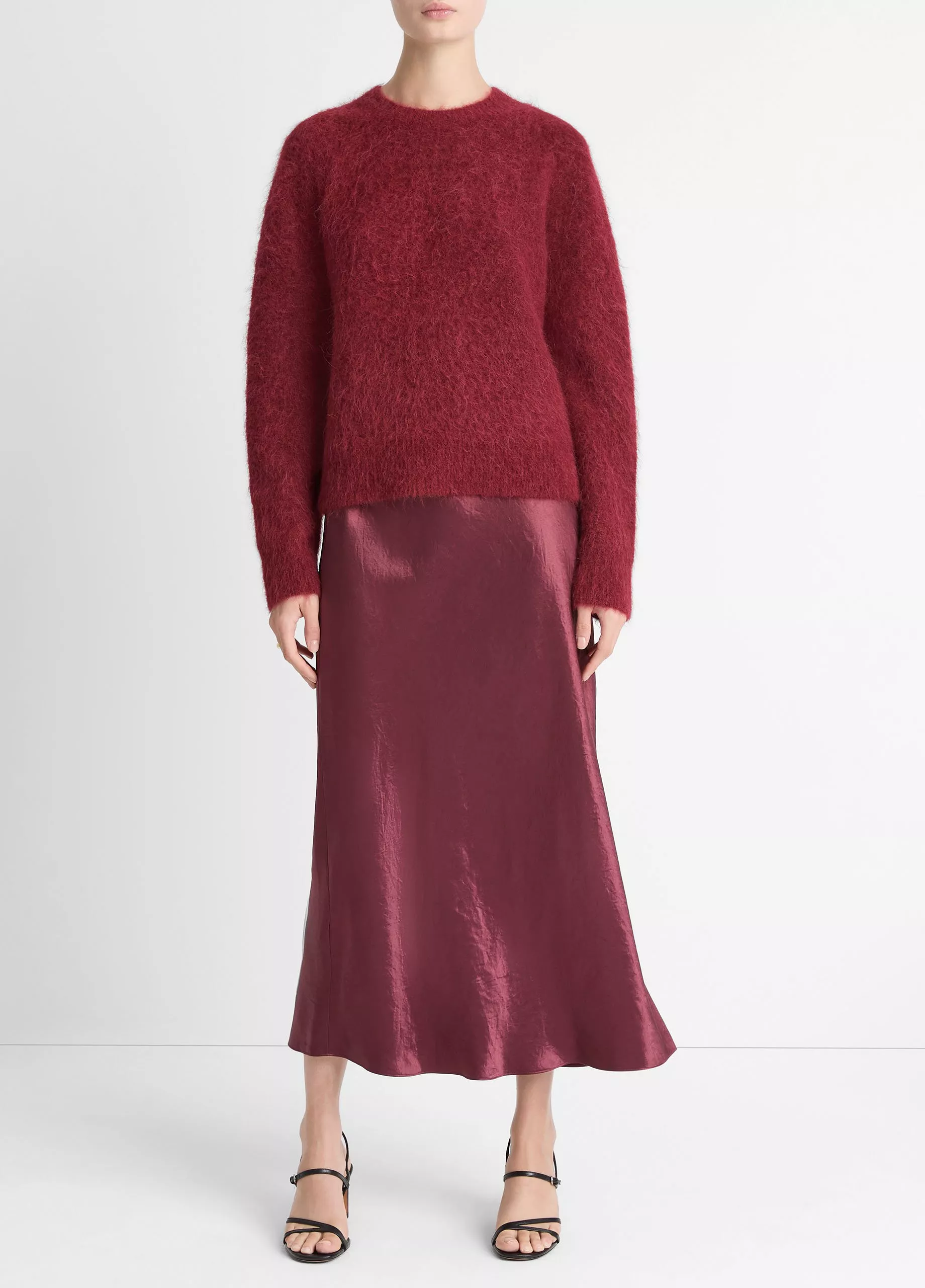 CREW BRUSHED SWEATER IN ROSE WINE - Romi Boutique