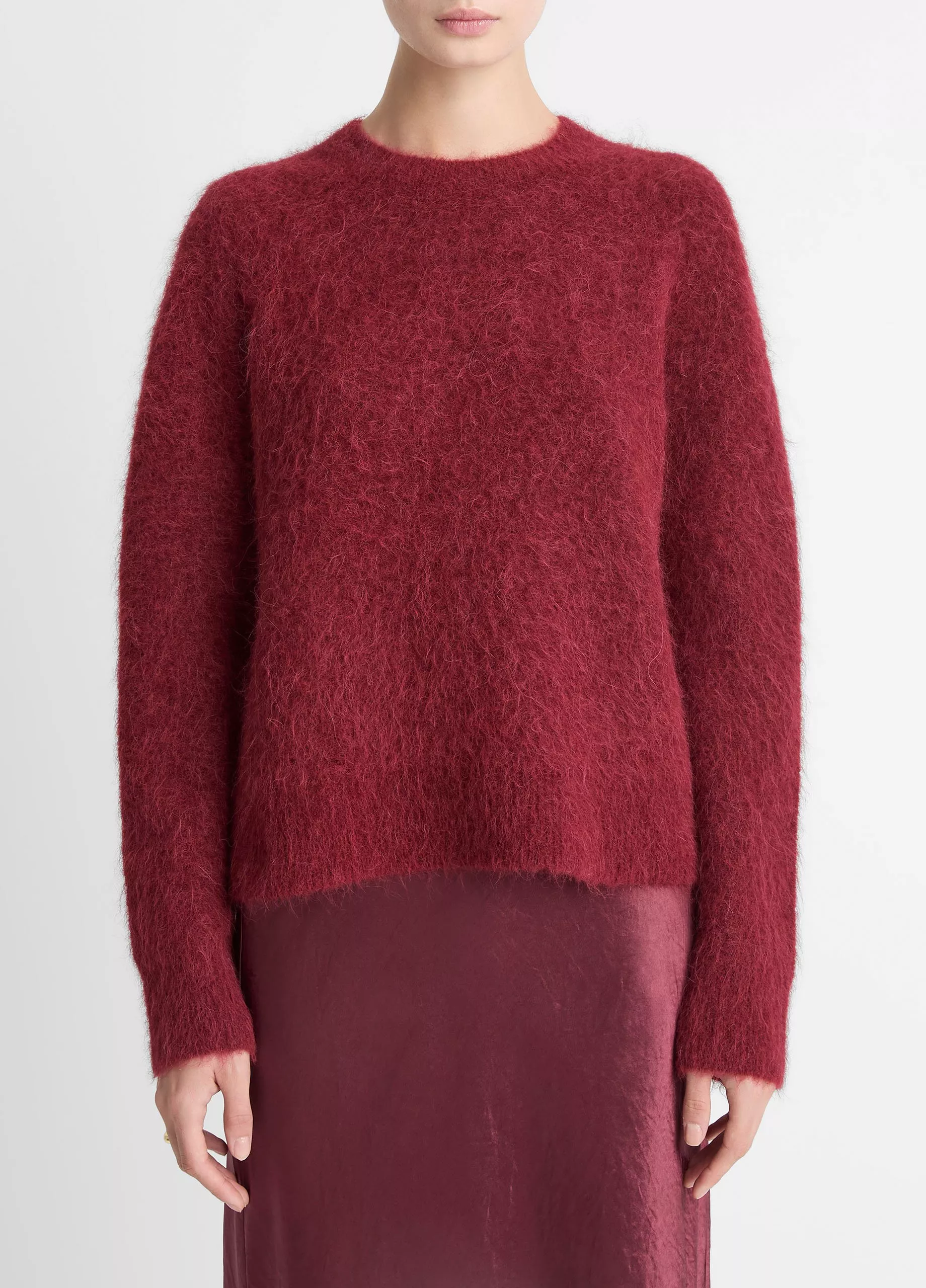 CREW BRUSHED SWEATER IN ROSE WINE - Romi Boutique