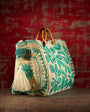 HARYALI JUTE TOTE IN AQUA by VIPUL SHAH - Romi Boutique