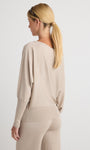 GRAYSON OFF-THE-SHOULDER SWEATER IN BEIGE - Romi Boutique