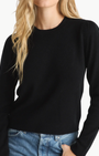 MABEL PUFF-SLEEVE CREWNECK IN BLACK - Romi Boutique