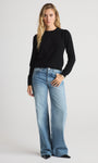 MABEL PUFF-SLEEVE CREWNECK IN BLACK - Romi Boutique