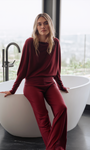 GRAYSON OFF-THE-SHOULDER SWEATER IN BURGUNDY - Romi Boutique