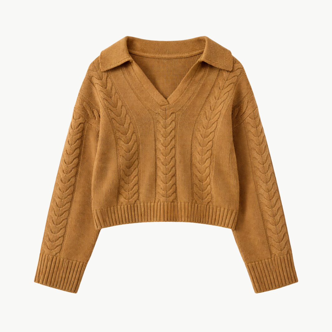 DEAN CABLE KNIT POLO PULLOVER by W.Cashmere - Romi Boutique