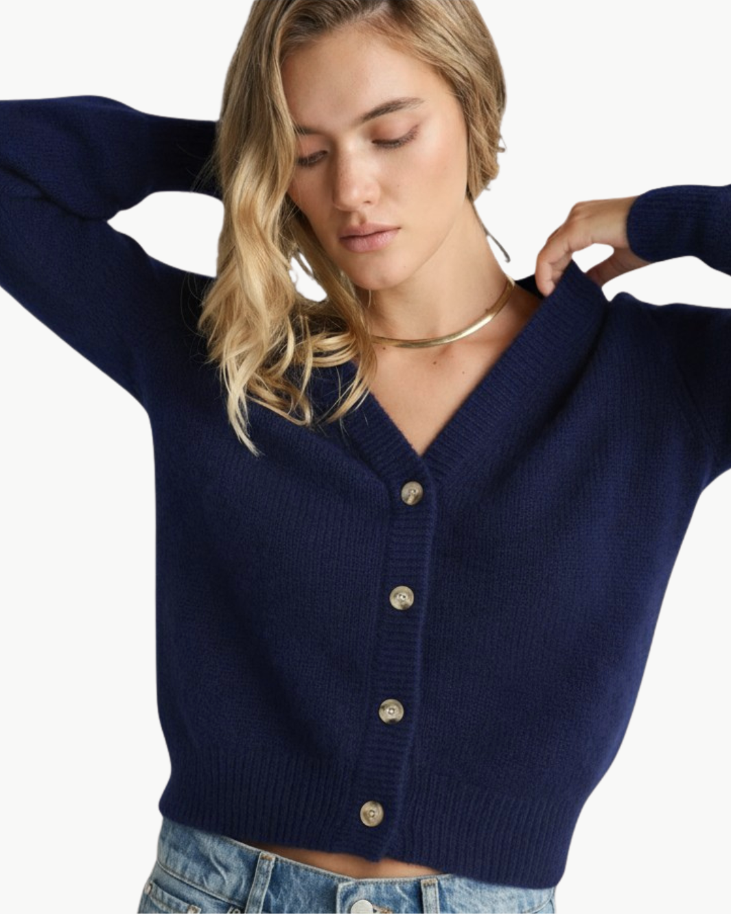 ISA BALLOON-SLEEVE CARDIGAN IN ECLIPSE - Romi Boutique