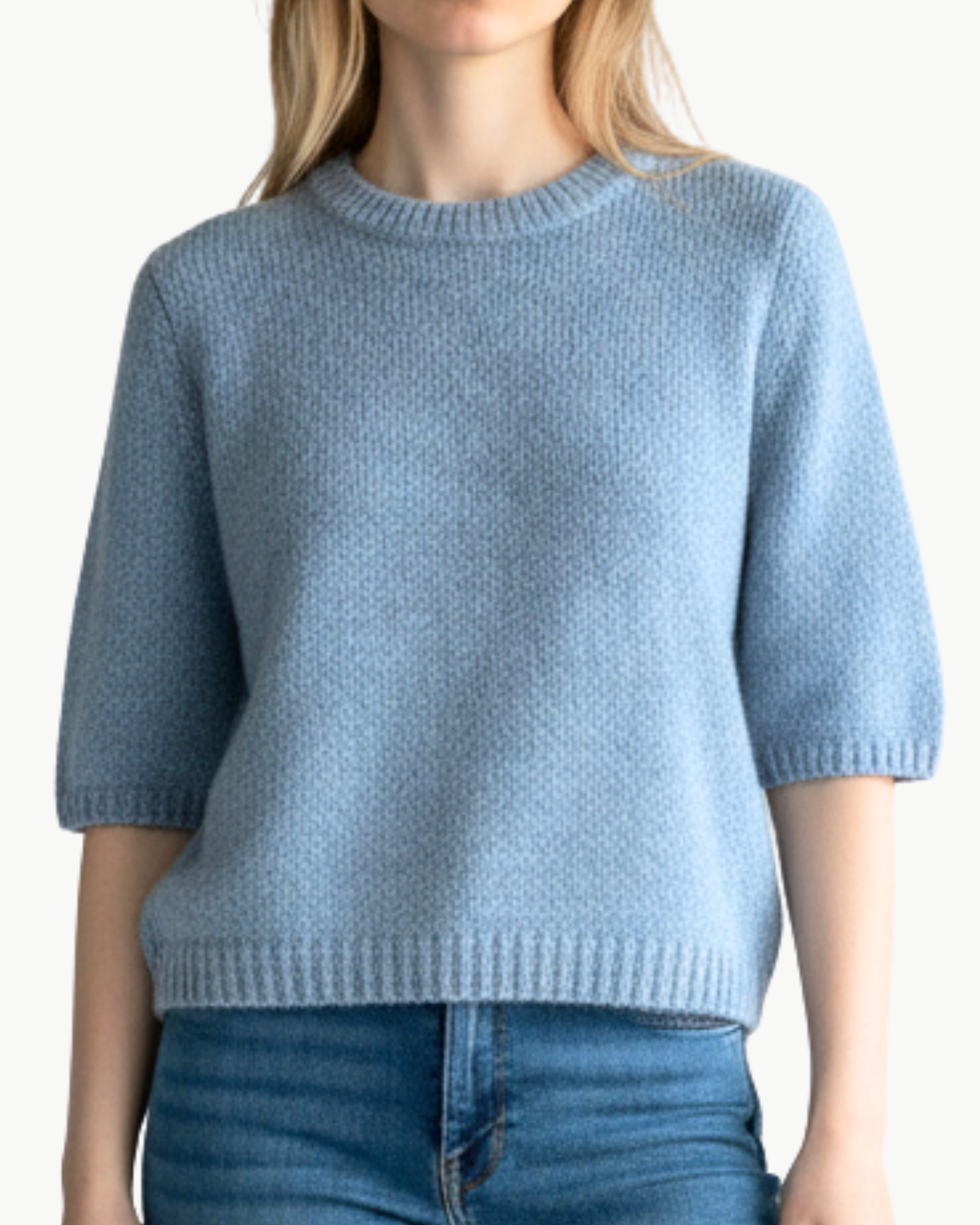 BRENDA SHORT SLEEVE PULLOVER IN FROSTY - Romi Boutique