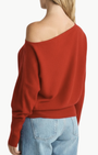 MIMI OFF-THE-SHOULDER SWEATER IN MAPLE RED - Romi Boutique