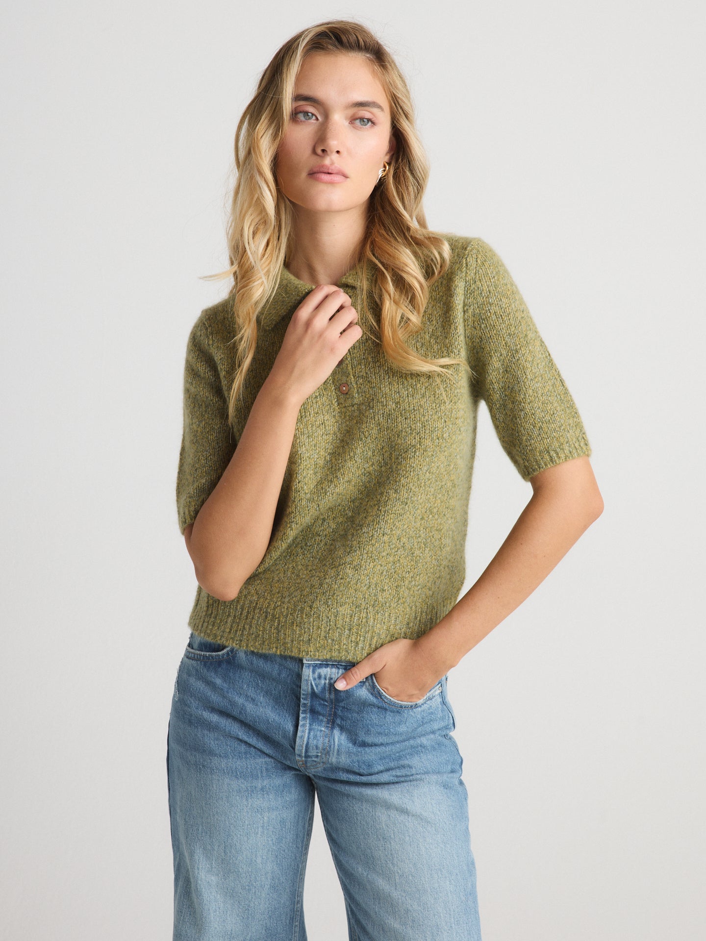 LUNA POLO SHORT SLEEVE IN MOSSY - Romi Boutique