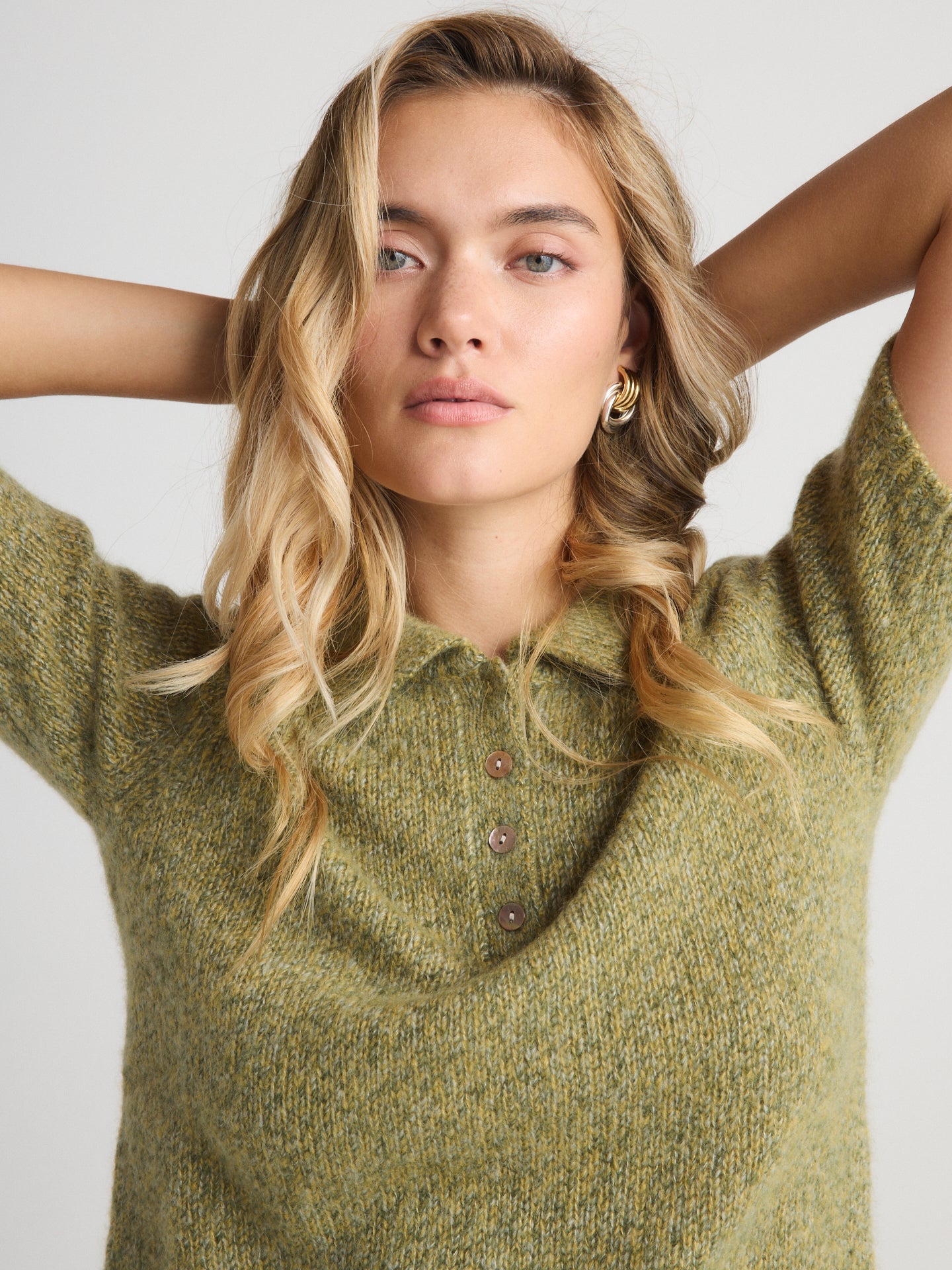 LUNA POLO SHORT SLEEVE IN MOSSY - Romi Boutique