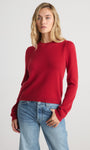 MABEL PUFF-SLEEVE CREWNECK IN RED - Romi Boutique
