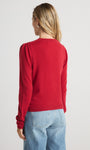MABEL PUFF-SLEEVE CREWNECK IN RED - Romi Boutique