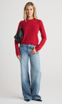 MABEL PUFF-SLEEVE CREWNECK IN RED - Romi Boutique