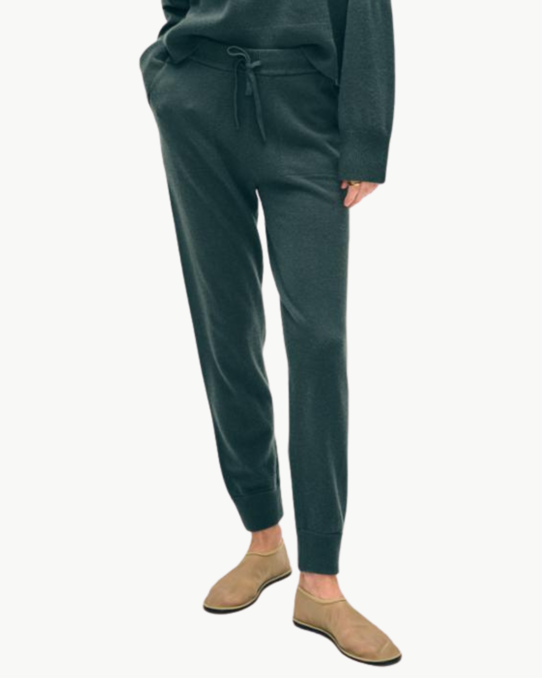 CASHMERE JOGGER IN JUNIPER GREEN - Romi Boutique