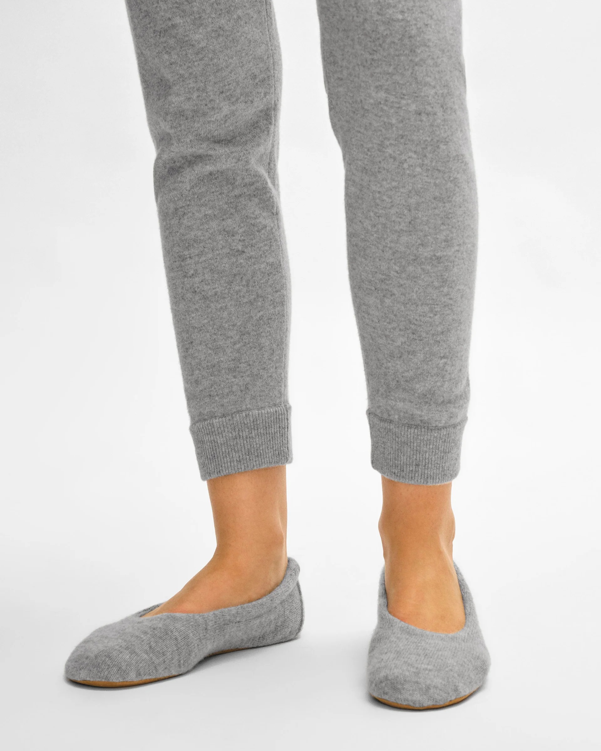 CASHMERE BALLET SLIPPER IN GREY HEATHER - Romi Boutique