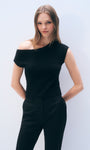 CASHMERE OFF SHOULDER TOP IN BLACK - Romi Boutique