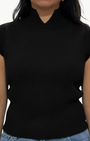 CASHMERE SLEEVELESS MOCK NECK IN BLACK - Romi Boutique