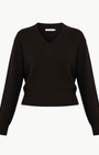 CASHMERE WIDE RIB TRIM VNECK by White & Warren - Romi Boutique