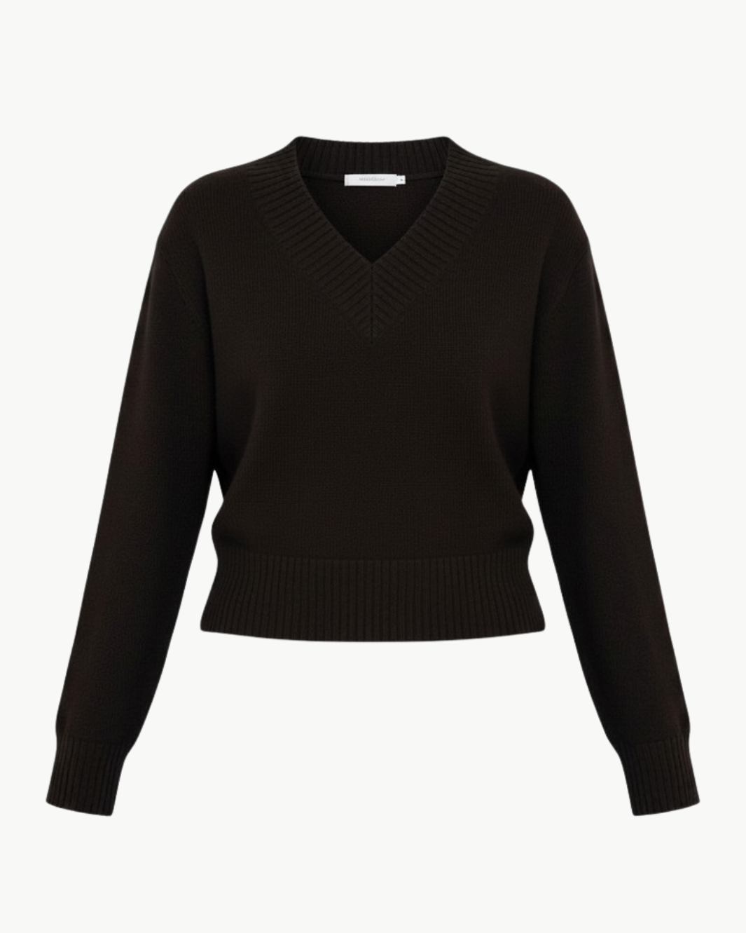 CASHMERE WIDE RIB TRIM VNECK by White & Warren - Romi Boutique