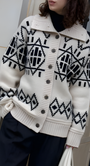MERINO FAIR ISLE JACKET IN IVORY COMBO - Romi Boutique