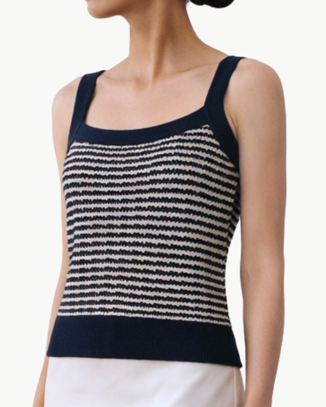 BOUCLE TANK TOP IN MIDNIGHT / IVORY STRIPE - Romi Boutique