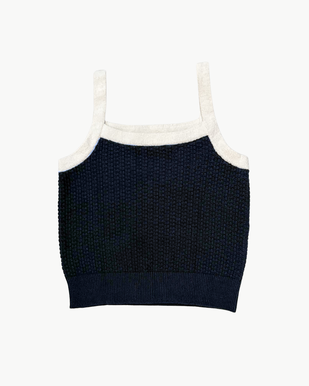 BOUCLE TANK TOP IN MIDNIGHT/IVORY TRIM - Romi Boutique