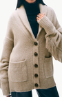 CASHMERE BLEND LUXE FRINGE COATIGAN IN MISTY BROWN HEATHER - Romi Boutique