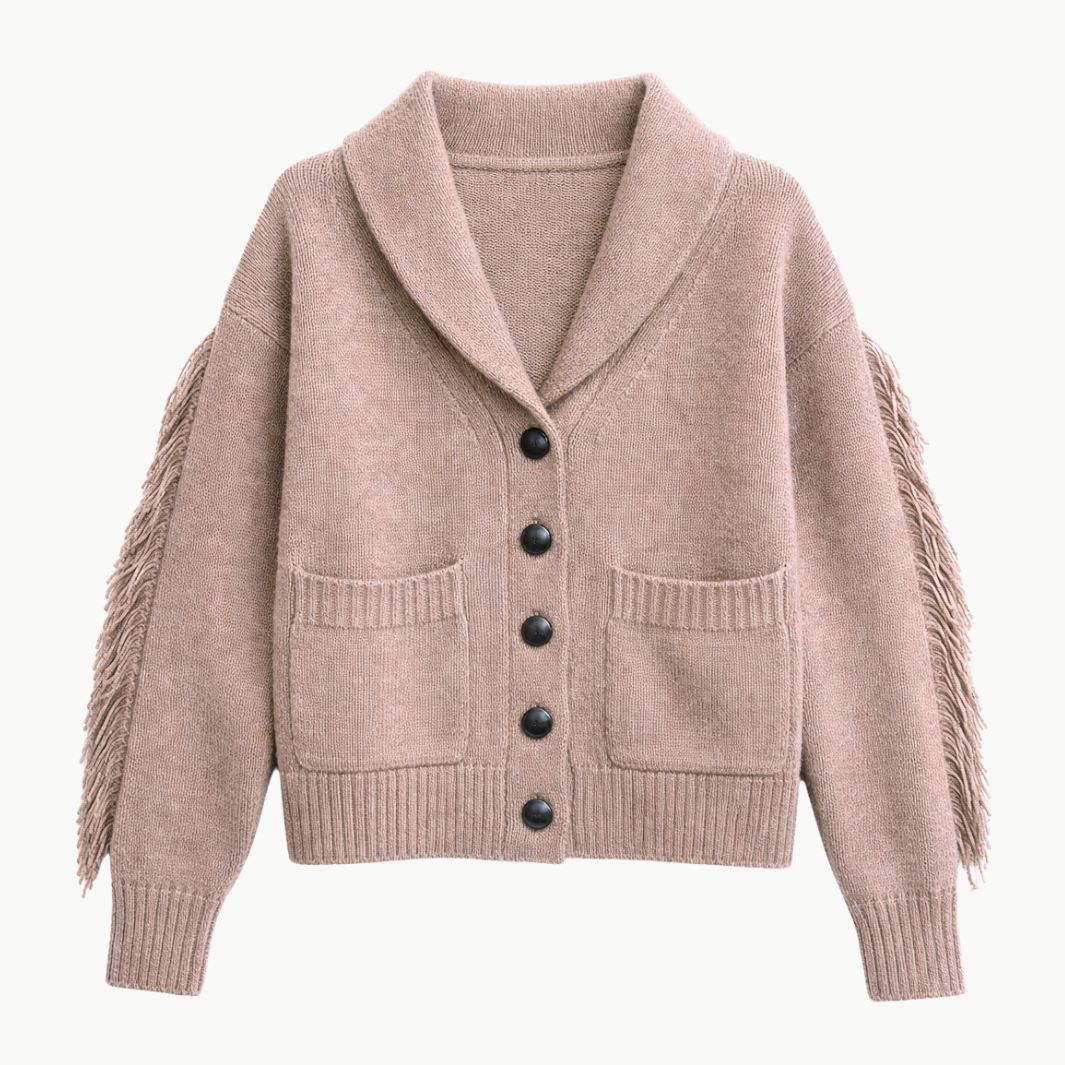 CASHMERE BLEND LUXE FRINGE COATIGAN by White & Warren - Romi Boutique