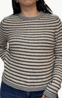 CASHMERE TEXTURED STRIPE CREW by White & Warren - Romi Boutique