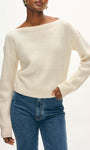 CASHMERE RIBBED BOATNECK IN SOFT WHITE - Romi Boutique