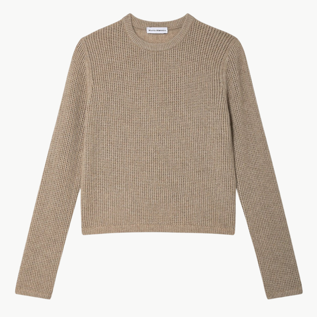 CASHMERE WAFFLE MESH CREW by White & Warren - Romi Boutique