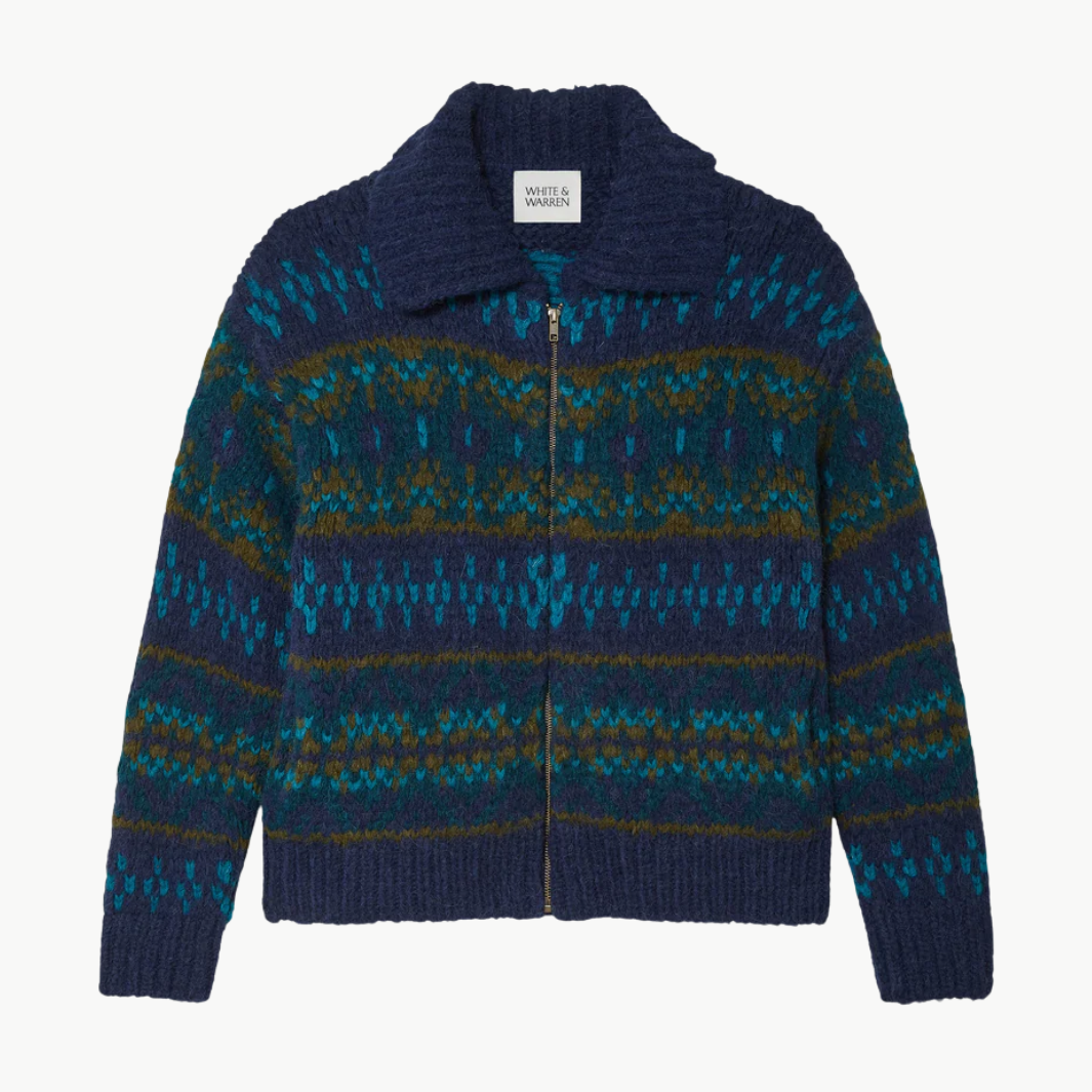 ALPACA BLEND FAIR ISLE BOMBER by White & Warren - Romi Boutique
