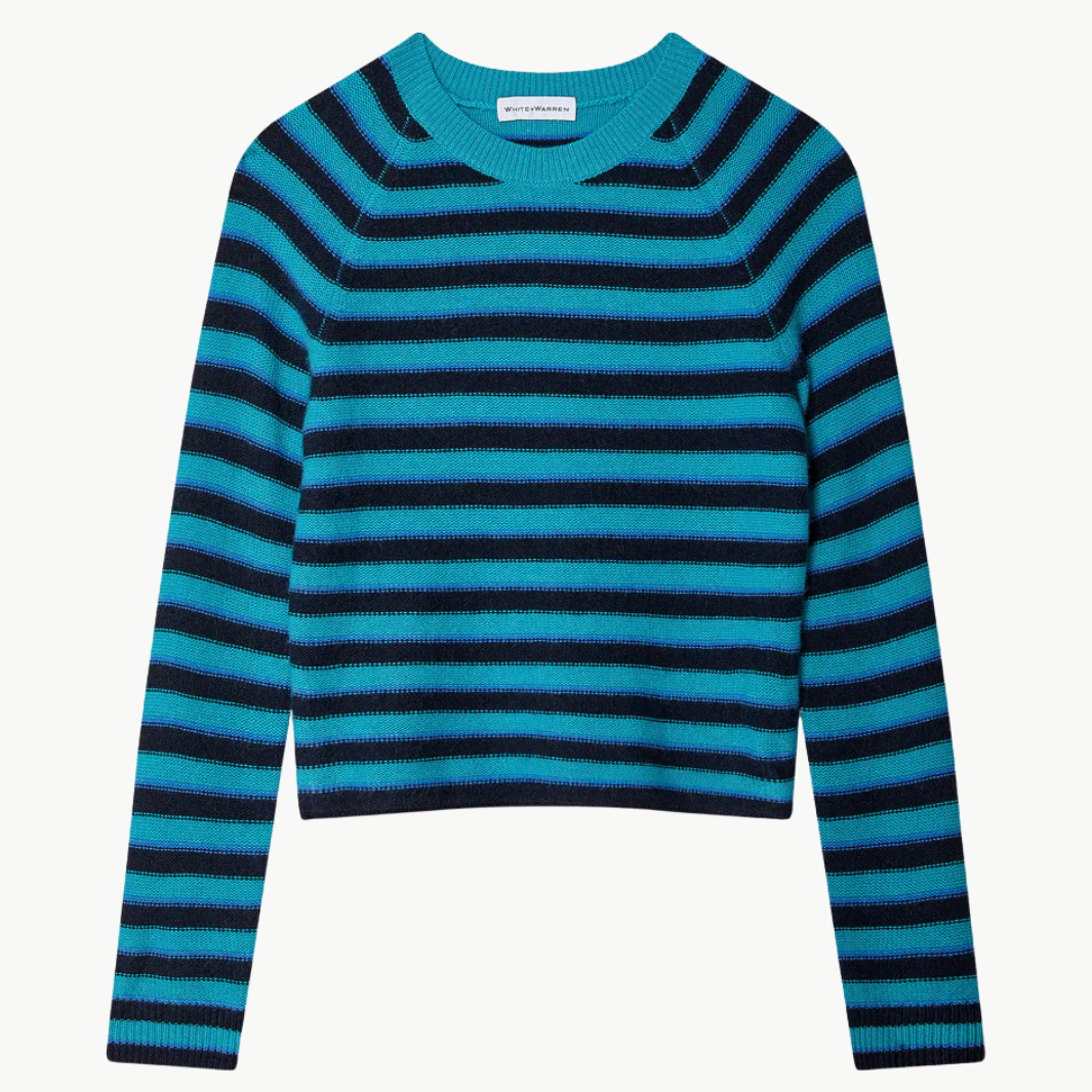 CASHMERE STRIPED SWEATSHIRT by White & Warren - Romi Boutique