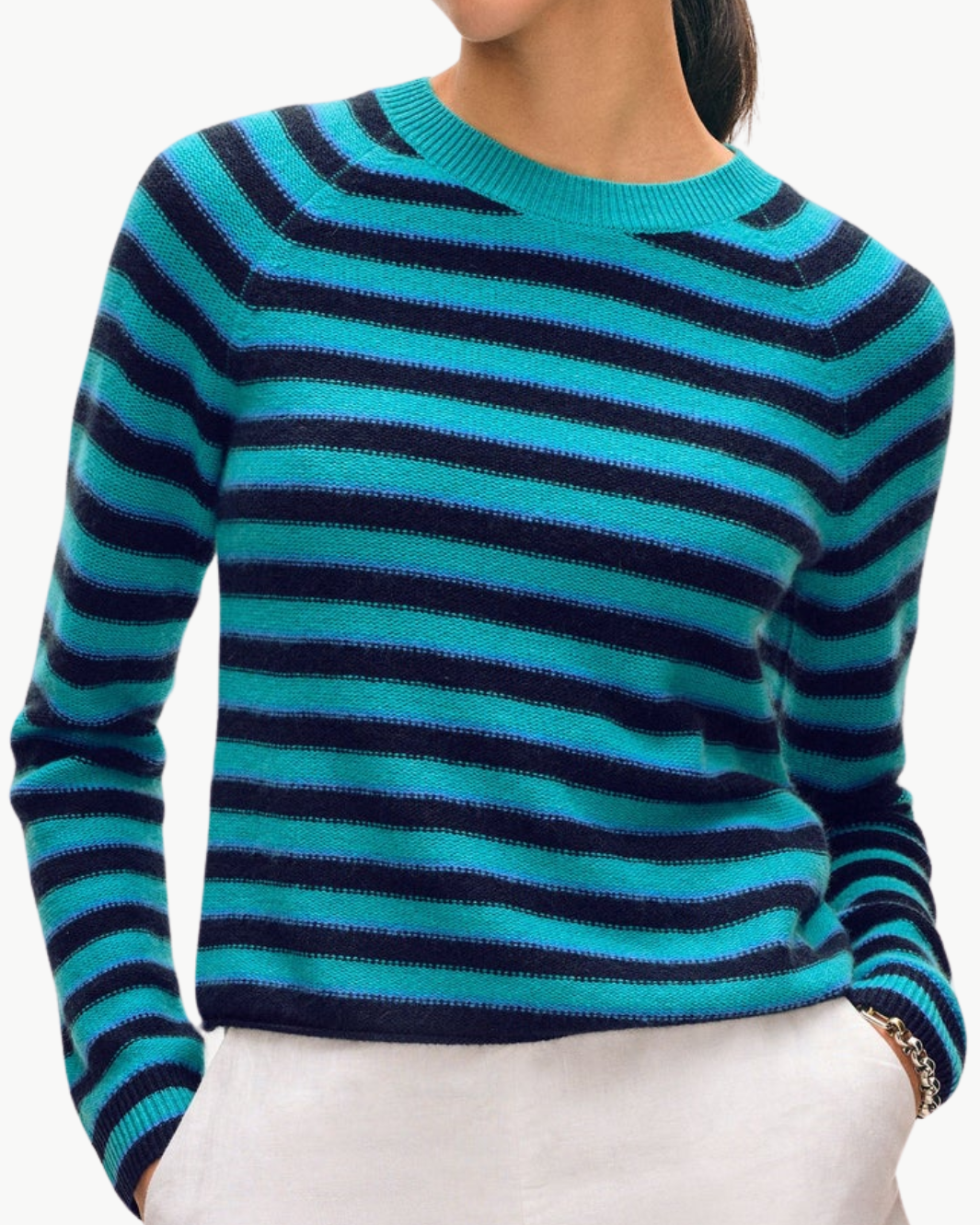 CASHMERE STRIPED SWEATSHIRT by White & Warren - Romi Boutique