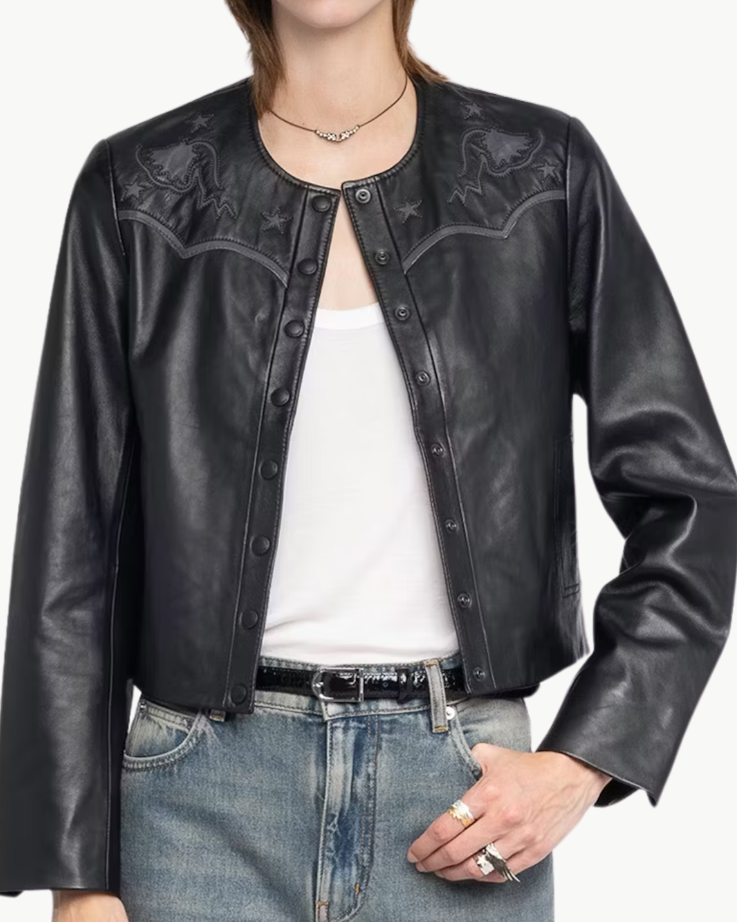 LUXI LEATHER JACKET IN BLACK - Romi Boutique