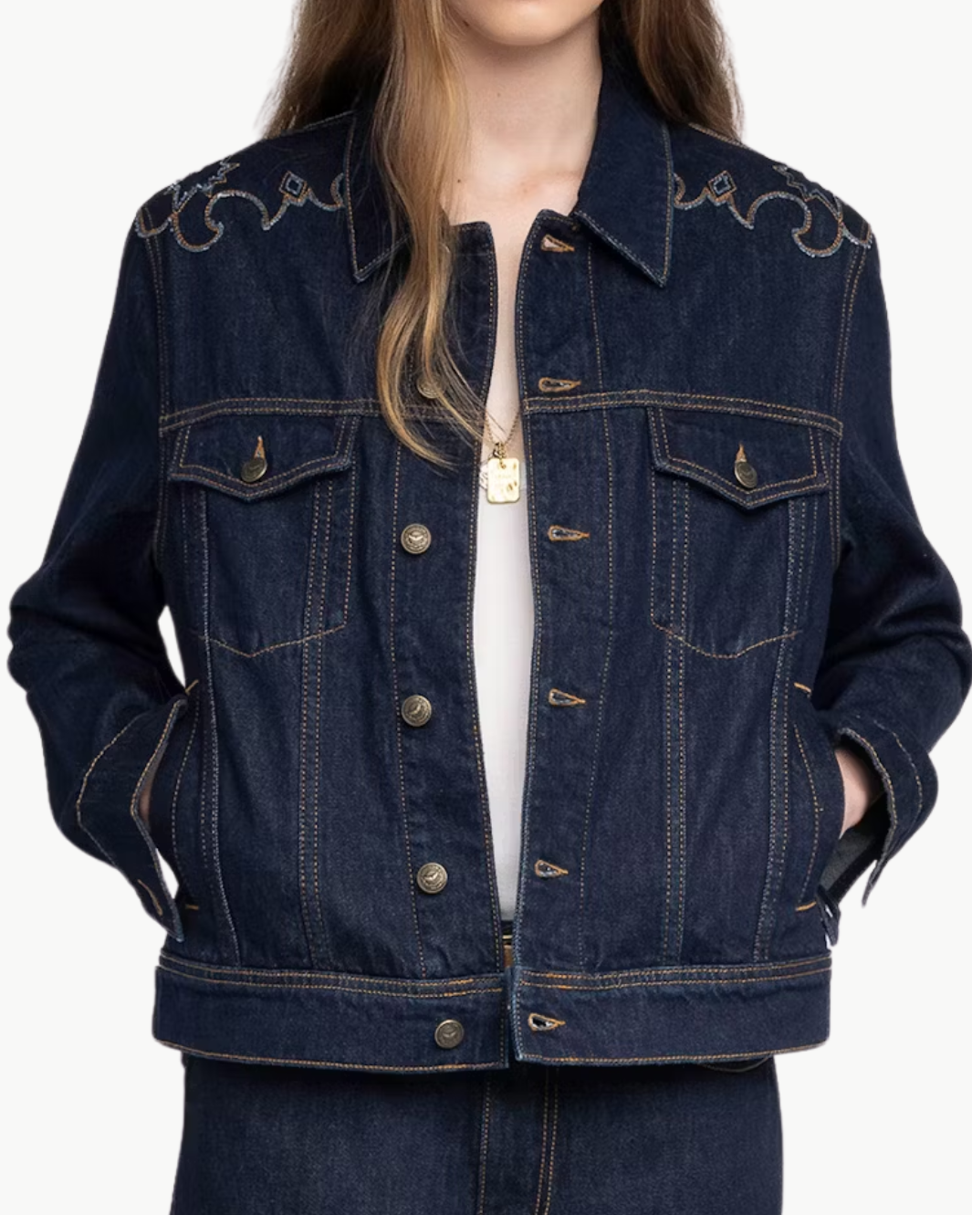 BASES WESTERN DENIM JACKET IN BRUT - Romi Boutique