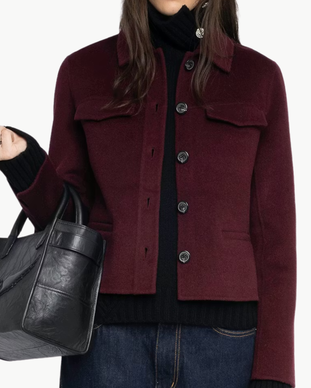 LIAM WOOL JACKET IN BURGUNDY - Romi Boutique