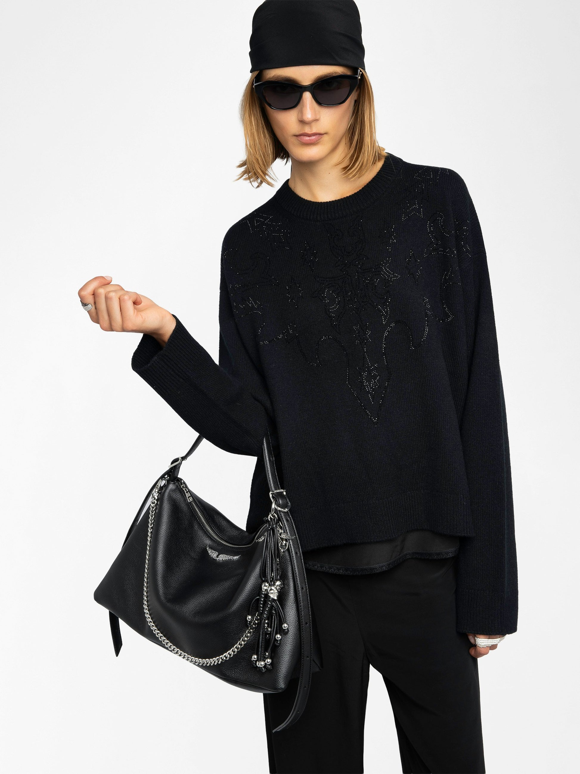 MARKUZ CASHMERE SWEATER IN BLACK - Romi Boutique