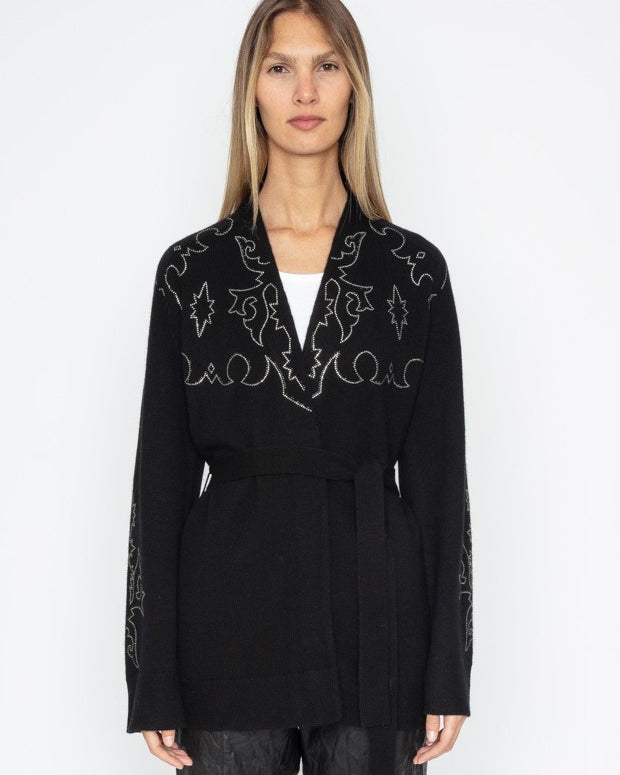 SALOMY CASHMERE CARDIGAN IN BLACK - Romi Boutique