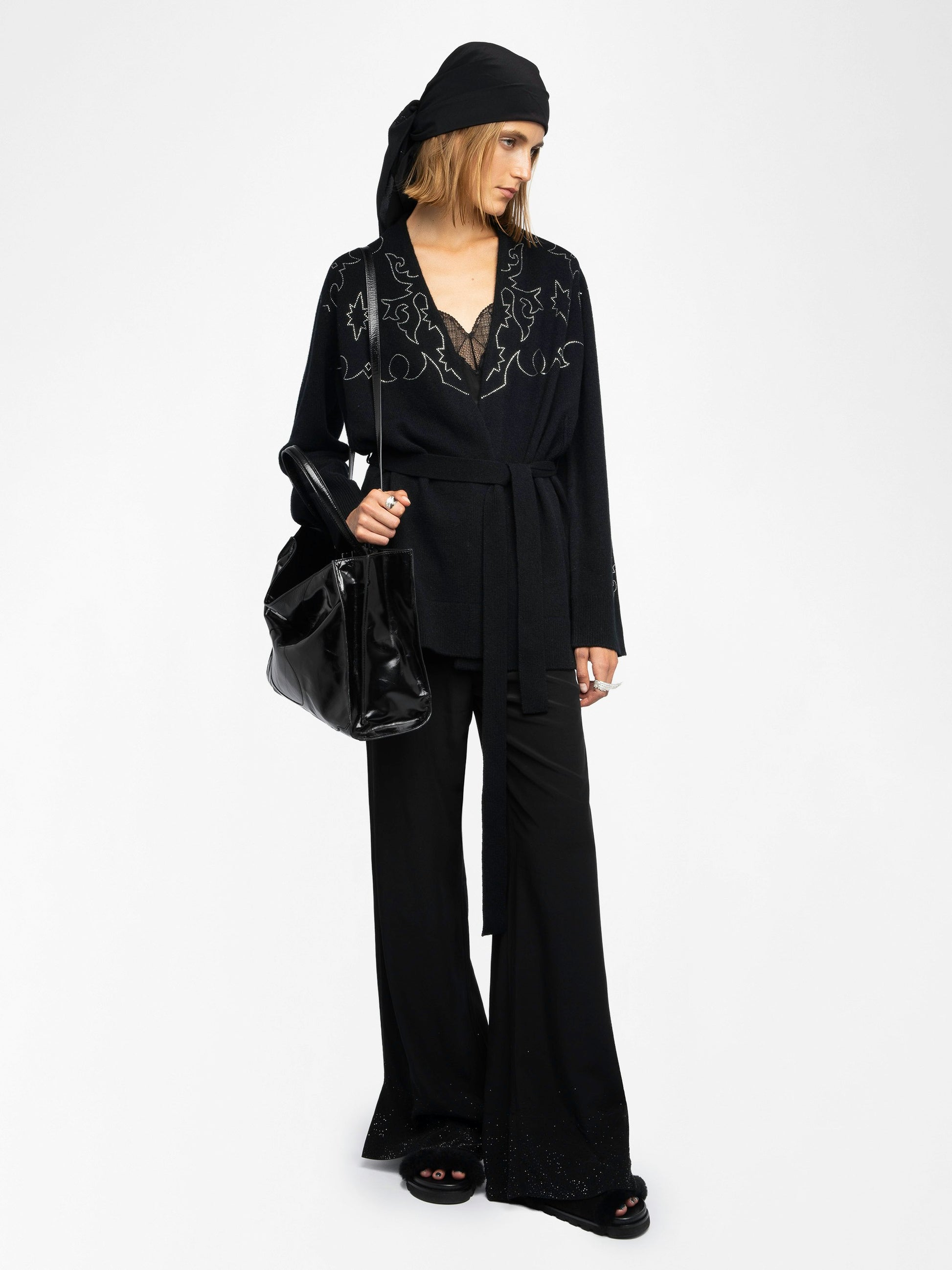 SALOMY CASHMERE CARDIGAN IN BLACK - Romi Boutique